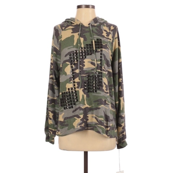 Lauren Moshi Markie Camo Music Note Hoodie Pullove - Picture 7 of 8